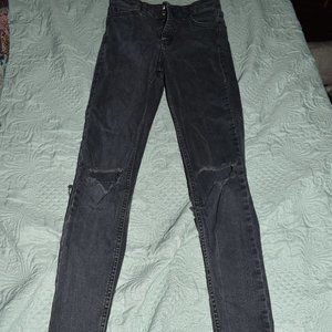 Topshop black ripped knee jeans size 25